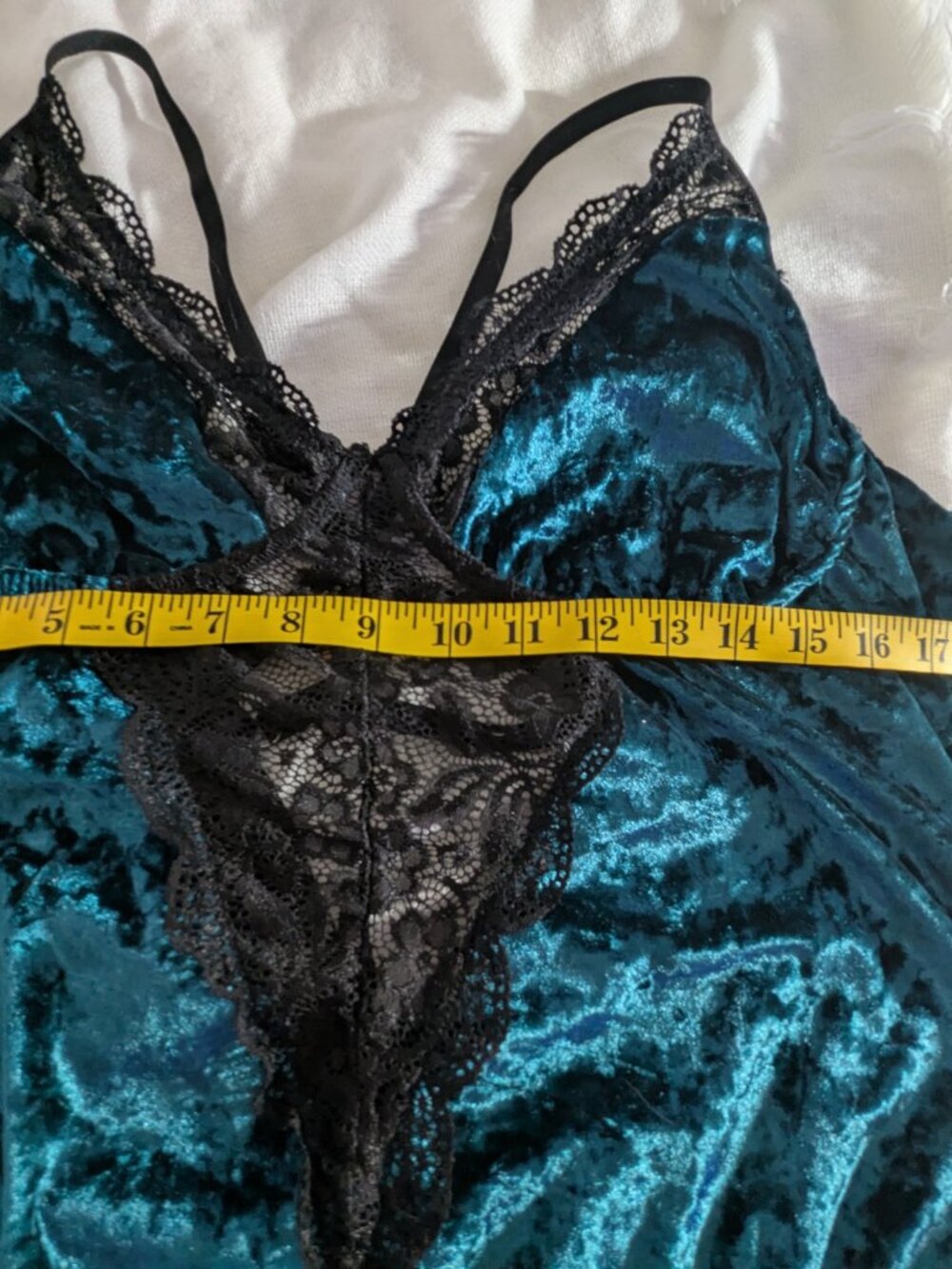 Plus size Lace Velvet Teddy Bodysuit Teal & Black NIP - Picture 5 of 7